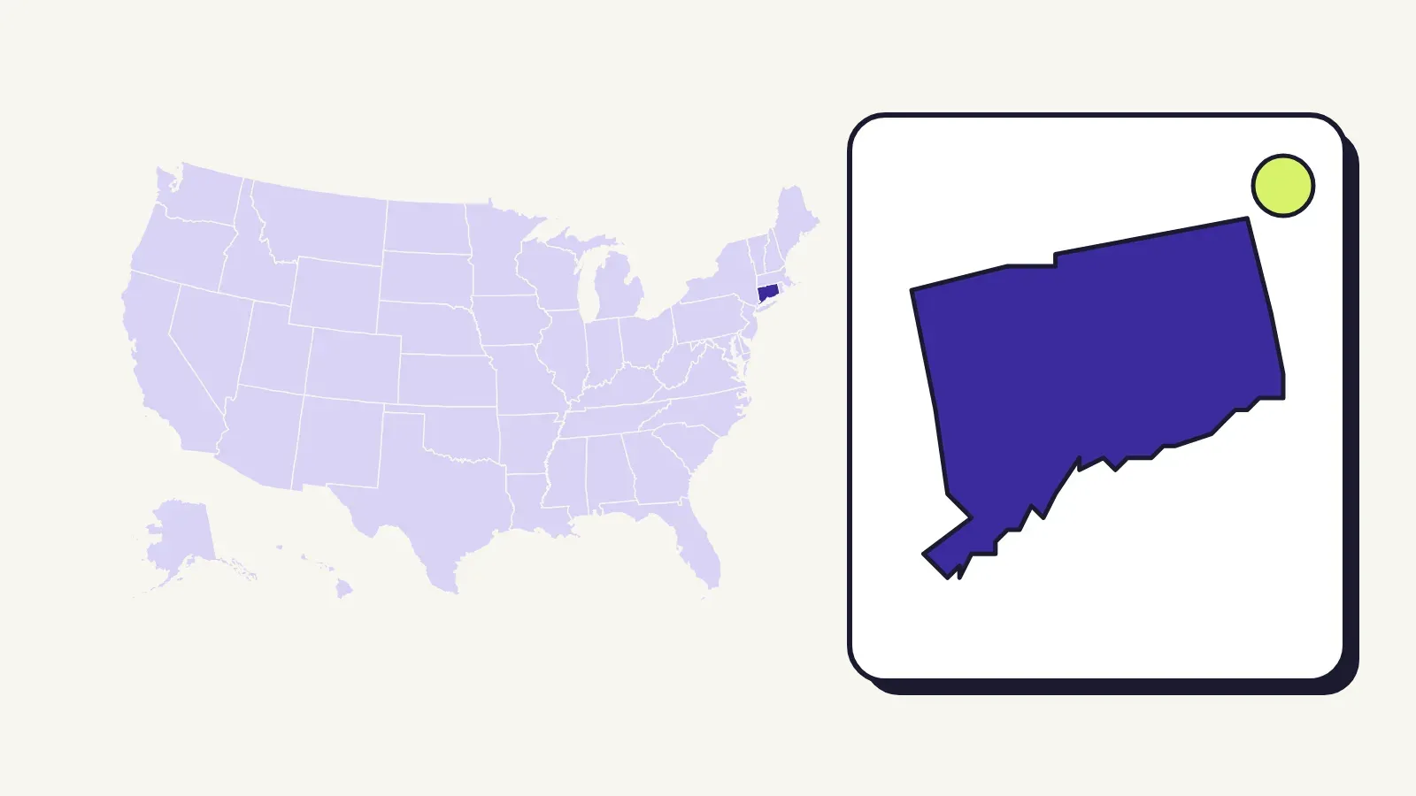 Map of the United States with Connecticut highlighted