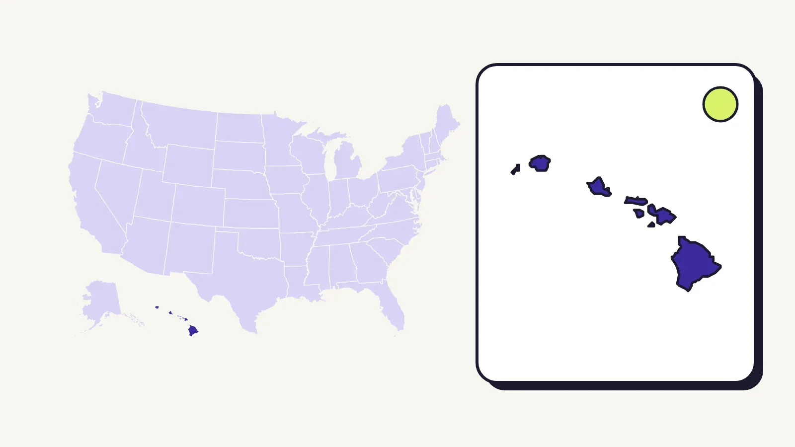 Map of the United States with Hawaii highlighted