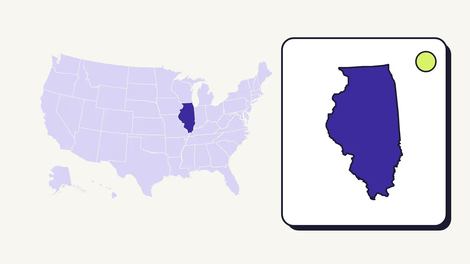 Map of the United States with Illinois highlighted