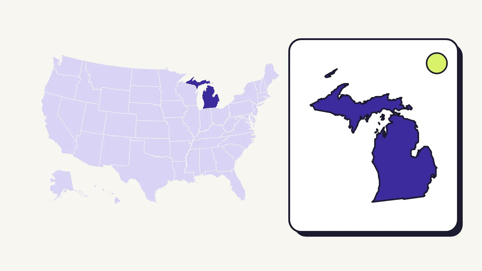 Map of the United States with Michigan highlighted