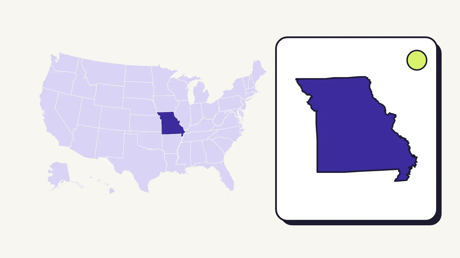 Map of the United States with Missouri highlighted