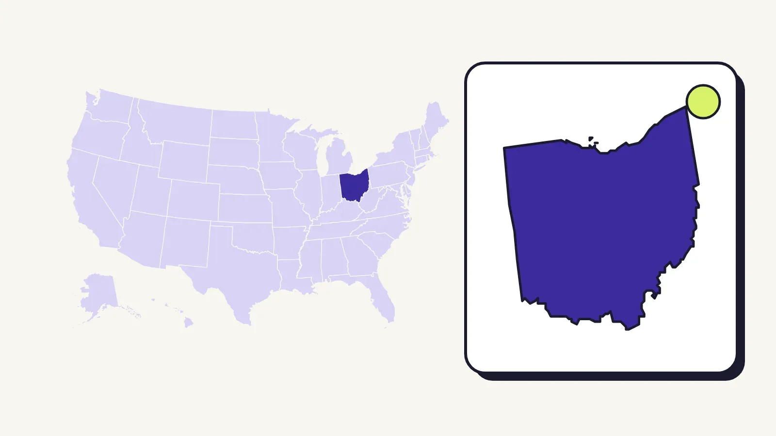 Map of the United States with Ohio highlighted