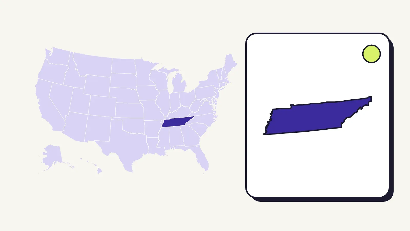 Map of the United States with Tennessee highlighted