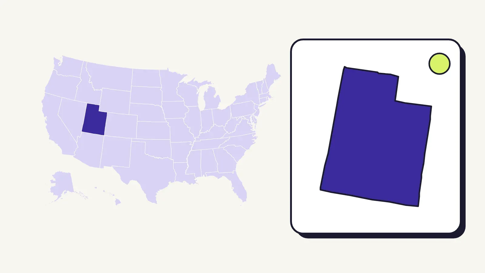 Map of the United States with Utah highlighted