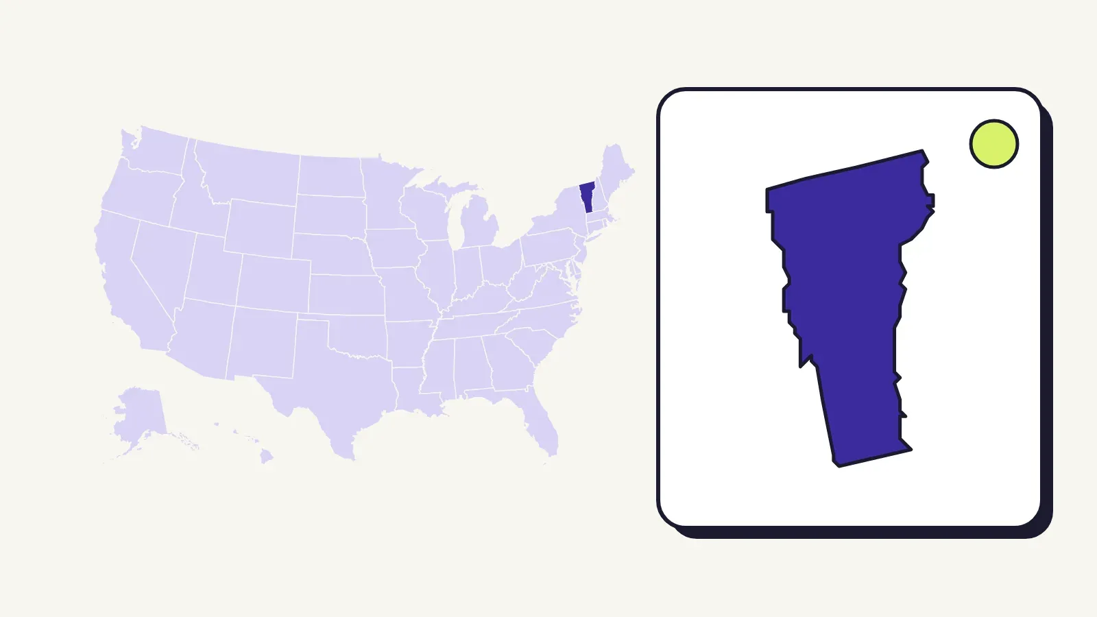 Map of the United States with Vermont highlighted